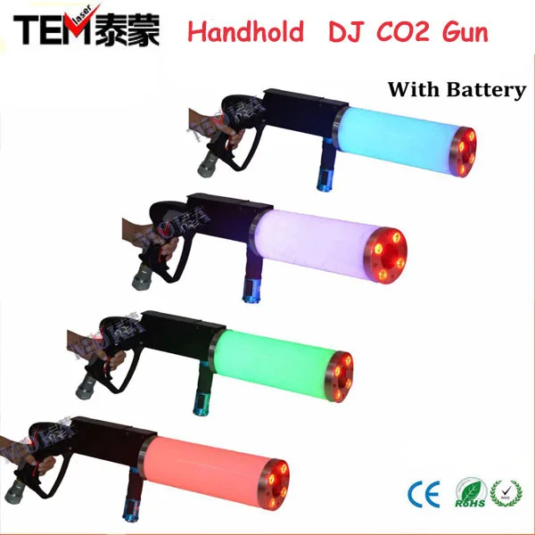 LED Co2 Gun led dj light Cannon Co2 Pistol with RGB LED light effect flashlight portable gun party lights shoot 9-10Meter