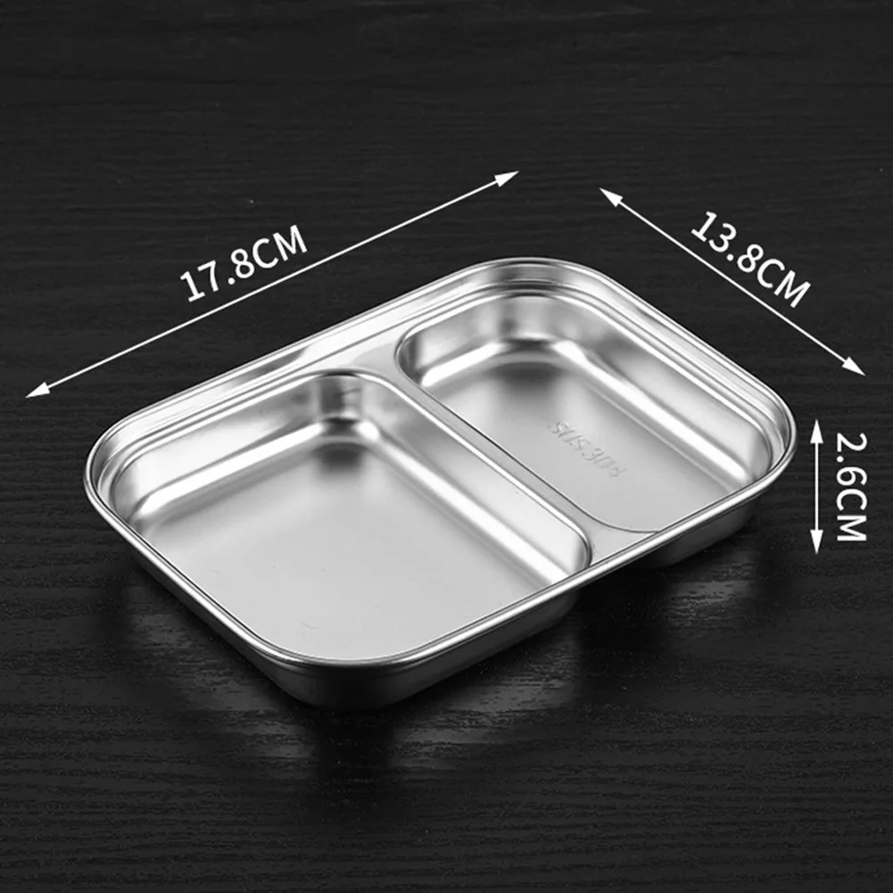 3/4/5 Sections Stainless Steel Divided Dinner Tray Lunch Container Food Plate For School Cantee Divided Dinner Tray Lunch