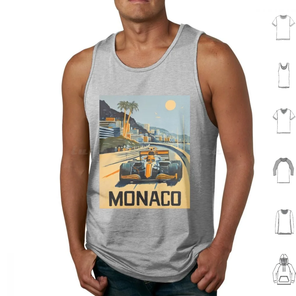 

Monaco Tank Tops Print Cotton Motorsport Lewis Lando Norris 2023 Leclerc Monaco Grand Prix