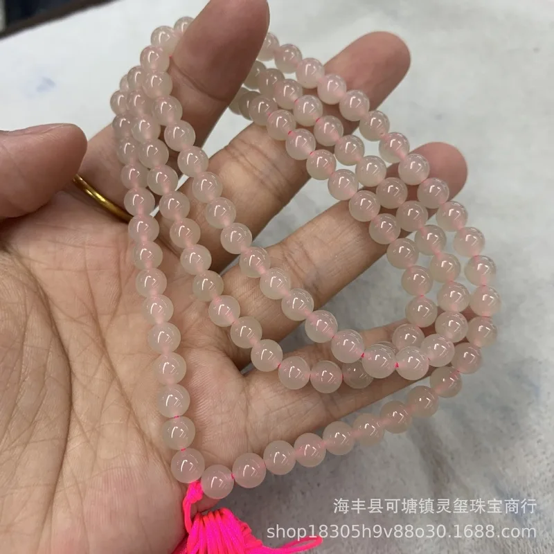 Hetian Jade 6Mm Pink Translucent 108 Bead Multi-Loop Bracelet Accessories Jewelry