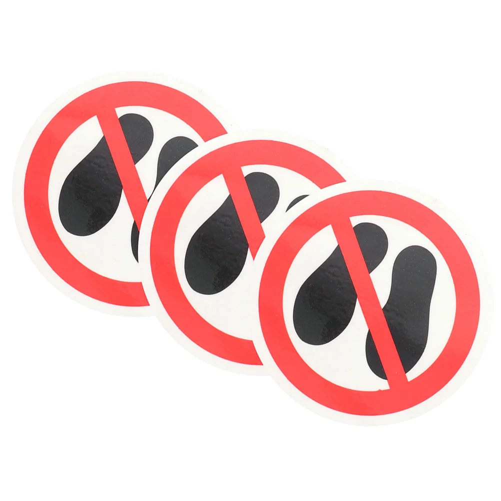 3 Pcs Do Not Step on Stickers Here Label Warning Sign Circle Touch Round Stepping Decals Safety Applied