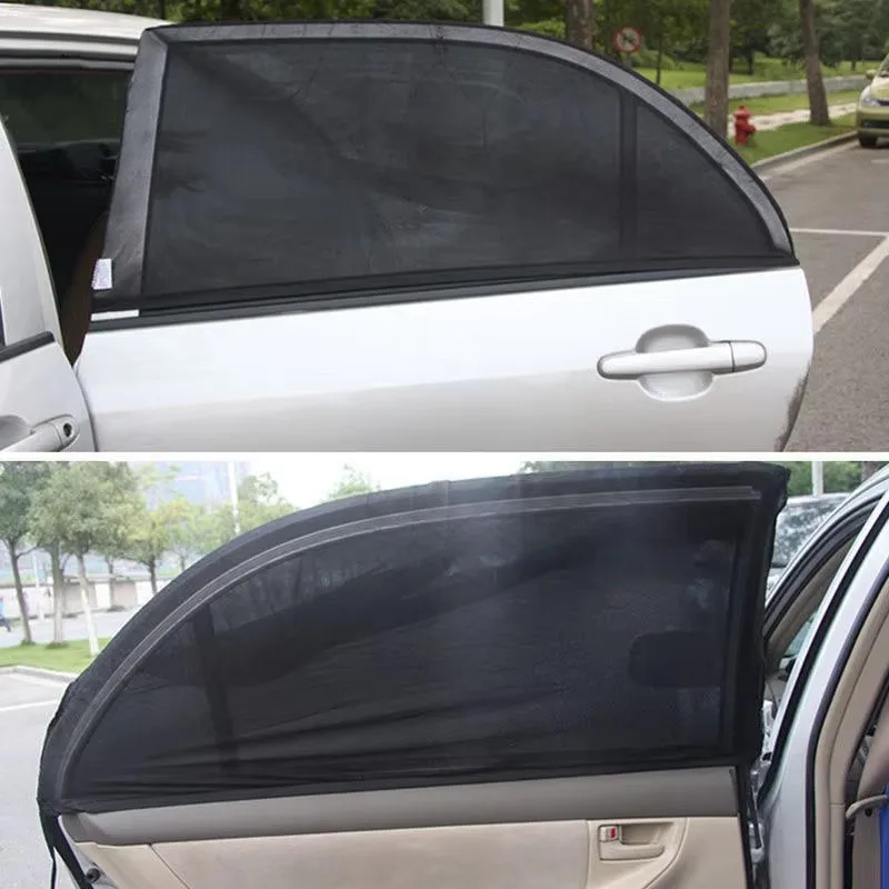 2pcs Car Window Screen Door Covers Front/Rear Side Window UV Sunshine Cover Shade Mesh Car Mosquito Net For Cars SUVs MPV