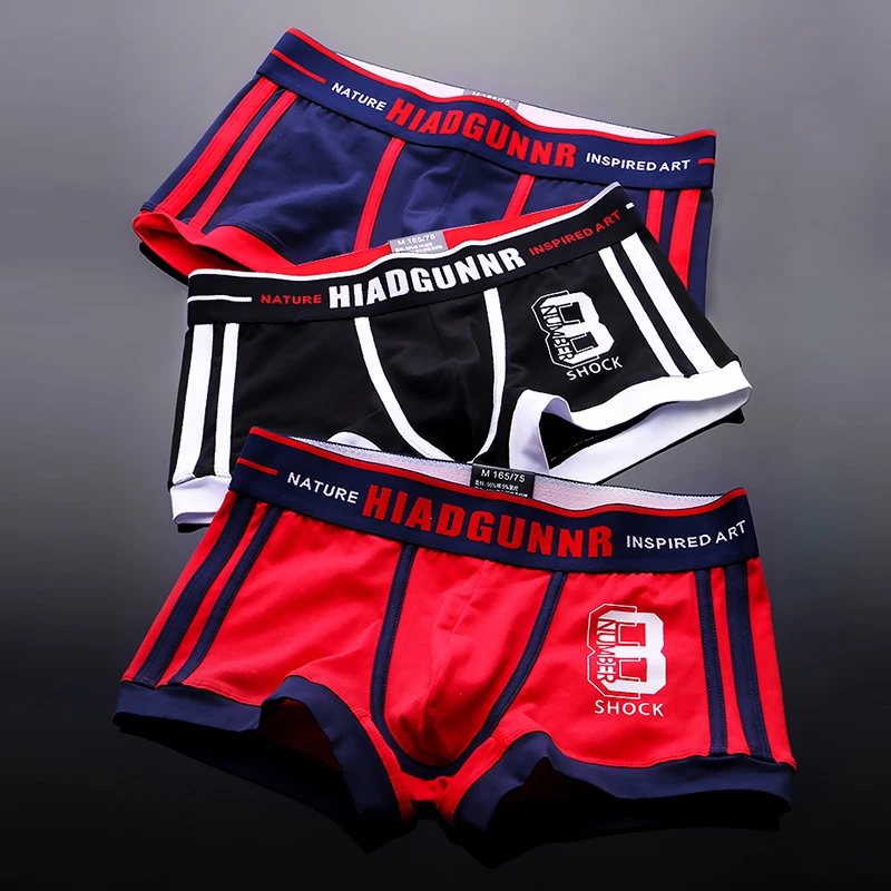 3-pack men's underwear men's boxers youth sports shorts breathable cotton fashionable boxers personality men's underpants briefs