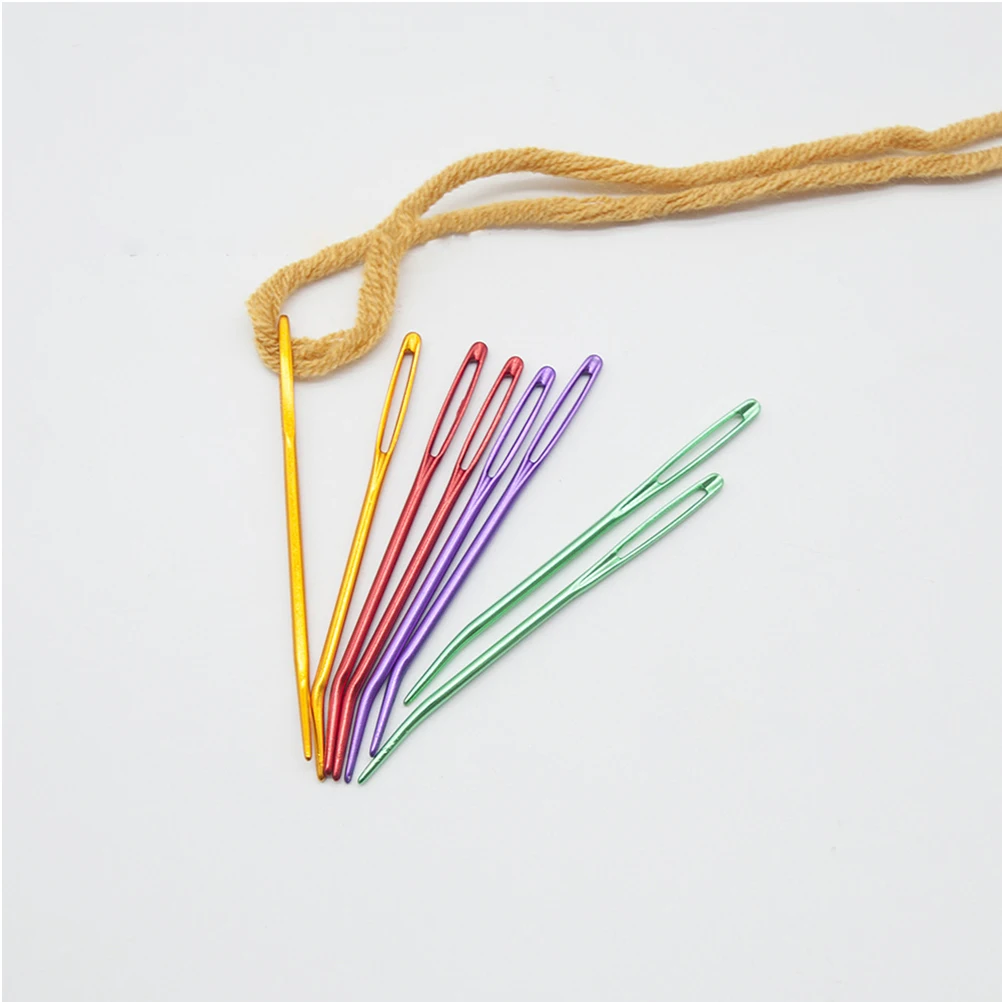 

8pcs Sewing Needles Large Eyes Aluminum Safety Knitting Sweater DIY Tools Home Quilting Crochets Craft Projects Yarn Wool