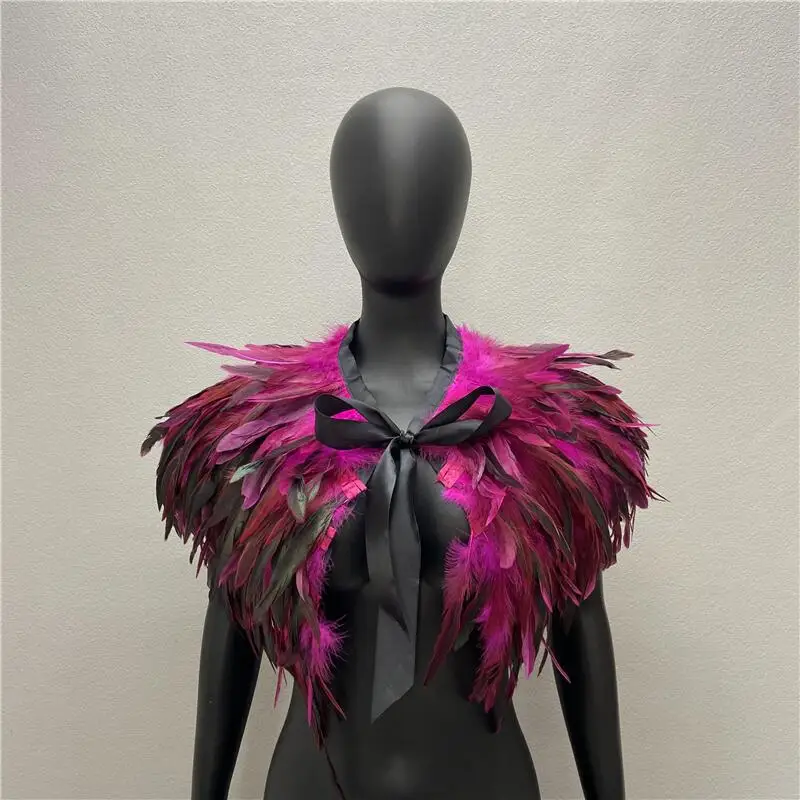 Hals Schals Frau Schal Frauen Gothic Style Schals Truthahn Kleid Cape Halloween Pelz Schal Feder Hochzeits feier Schal Cosplay – Detail 11