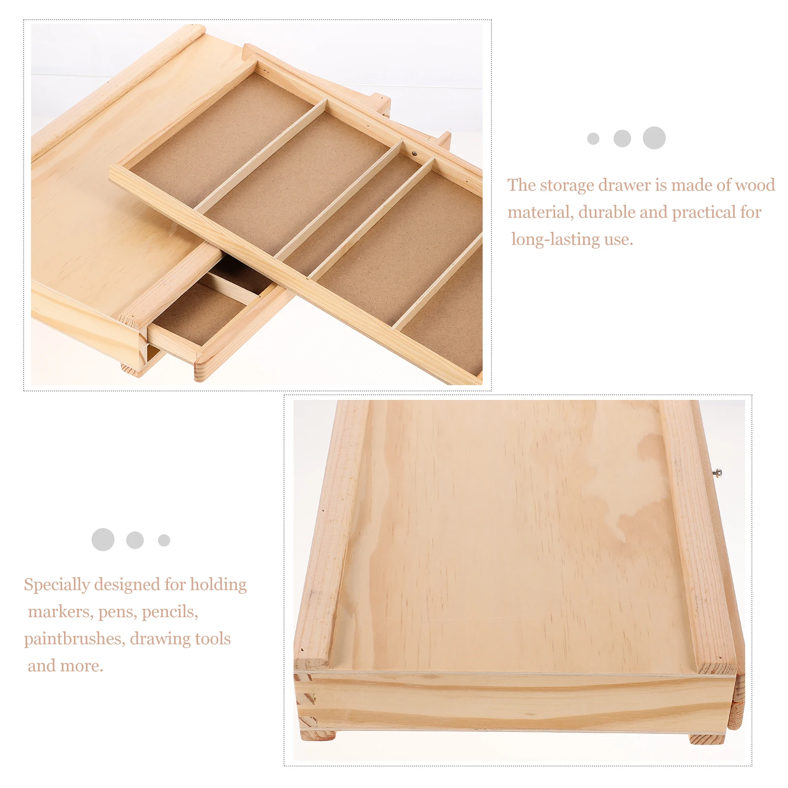 

Wooden Storage Box Paint Brush Container Drawer Pen Craft Supply Organizer Desk Drawing Holder