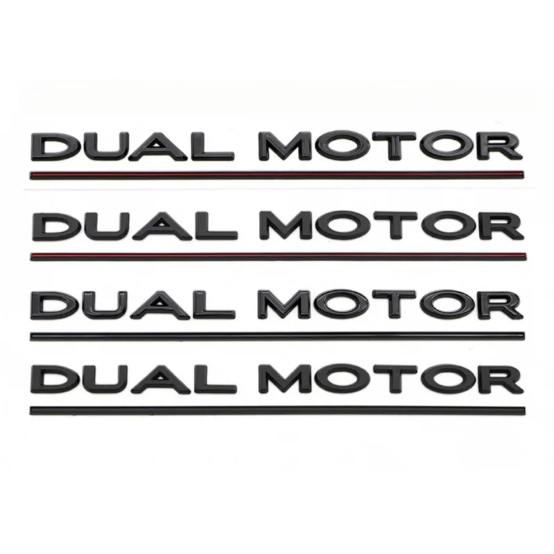 

DUAL MOTOR Emblem For Tesla Model 3 Y S X Accessories Underlined Letters Logo Performance Badge Trunk Sticker Chrome 3D Decal