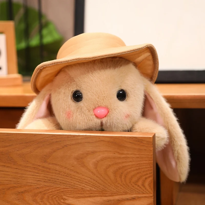 23cm Adorable Rabbit Plush Toy with Hat - Soft and Cuddly Stuffed Animal Super Soft Gift for Kids, Girls, Bunny Lovers