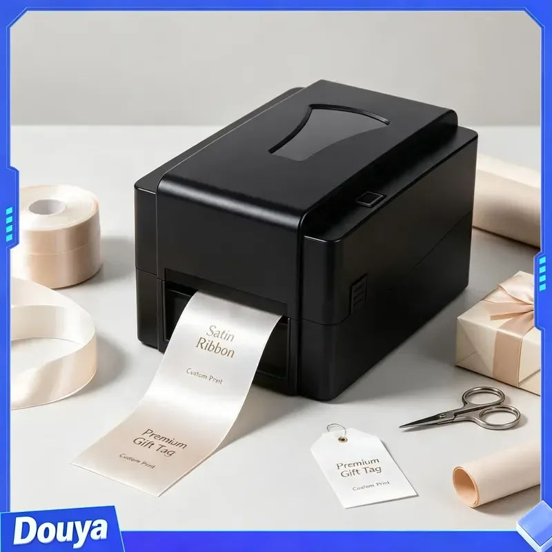 Industrial Thermal Transfer Label Printer 203-600Dpi Desktop Garment Labels Printer Satin Ribbon Printer with Cutter