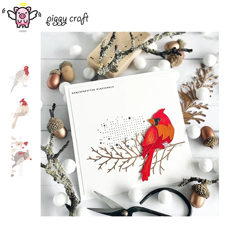 Piggy Craft metal cutting dies cut die mold Christmas Robin Girl Scrapbook paper craft knife mould blade punch stencils dies