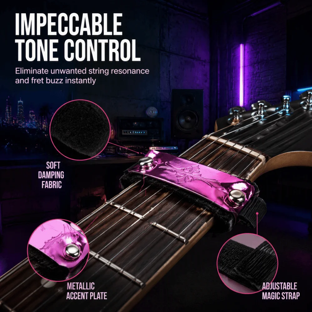 Purple Guitar String Muter Soft Nylon Noise Reducer String Muting Strap Easily Adjustable Cross Noise Reduction Accessory