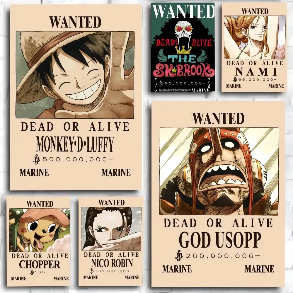 Japanischer Anime O-One P-Piece Wanted Poster Kunstdruck im Anime-Stil, Heimdekoration, ideales Geschenk, perfekte Raumdekoration