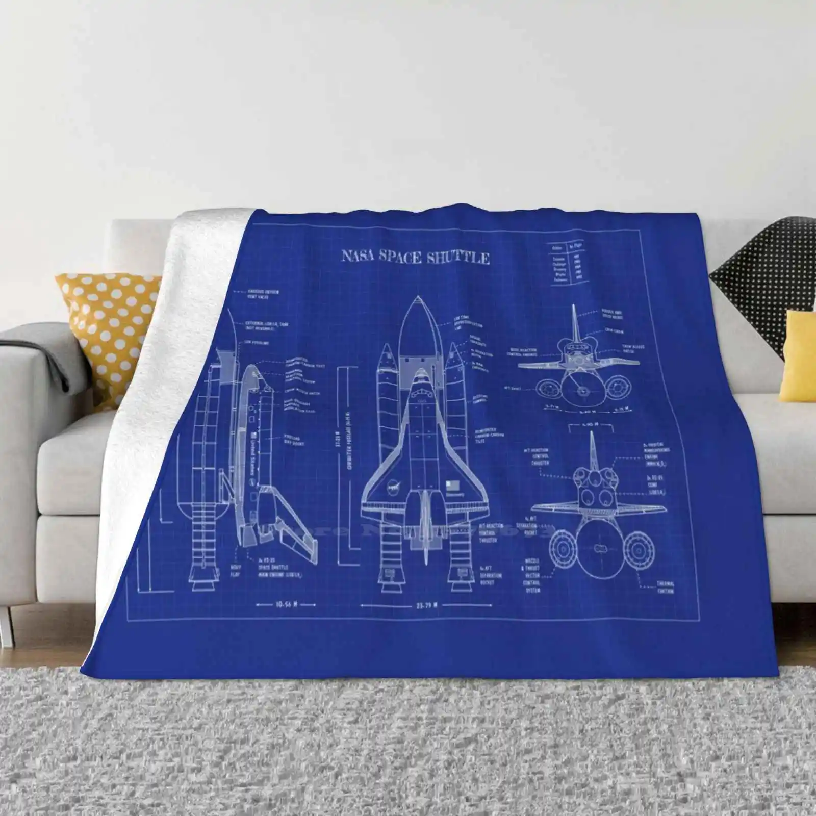 Space Shuttle ( Blueprint ) Best Selling Room Household Flannel Blanket Rockets Pot Heavy Exploration Moon Deep Blueprint Lunar