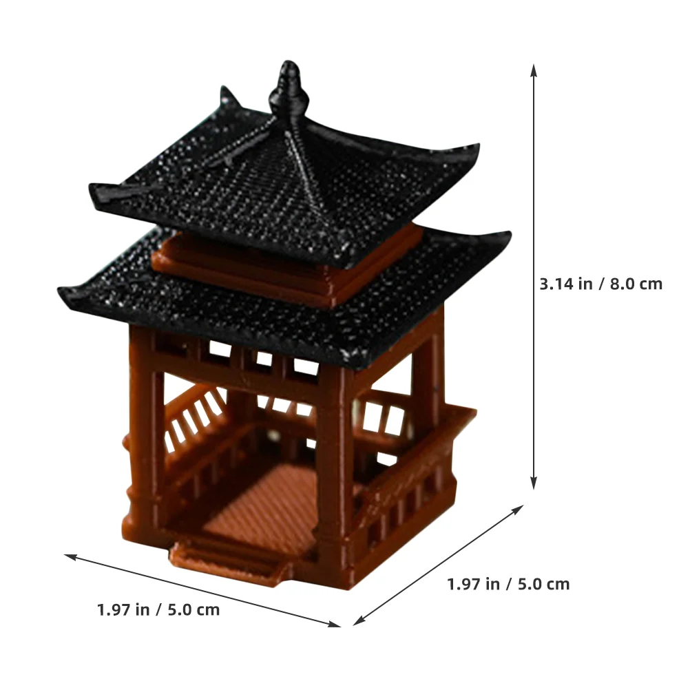 Micro Landscape Four-corner Pavilion Home Decor Decorate Zen Garden Statue Adornment Plastic Miniature Decoration