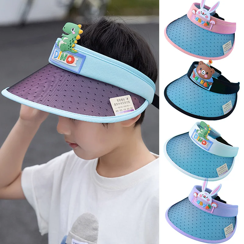 

Cartoon Summer Hat for Boy Girl Outdoor Breathable Sun Hats Cartoon Bear Bunny Dinosaur Empty Top Cap Sun Protection Accessories