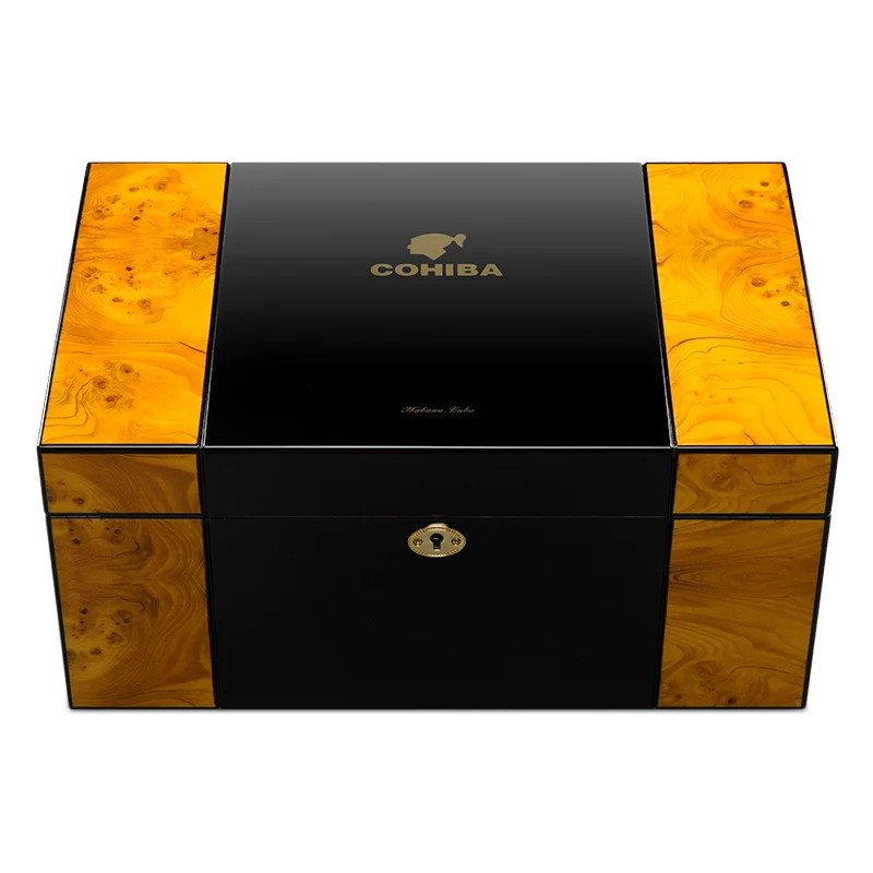 Humidor de cigarros de madera de cedro de España, caja de cigarros de pintura de doble capa, gabinete de temperatura constante y humedad, madera