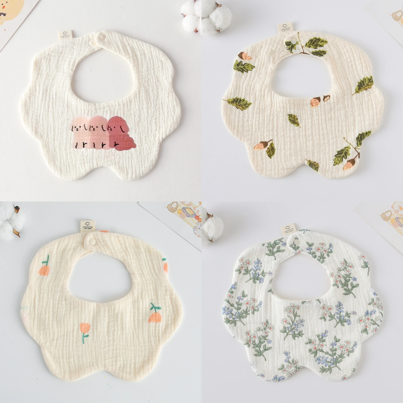 

Baby Bibs Cotton Newborn Waterproof Burp Cloths Adjustable Infant Girls And Boys Cute Cartoon Print Bib Baby Feeding Accessories