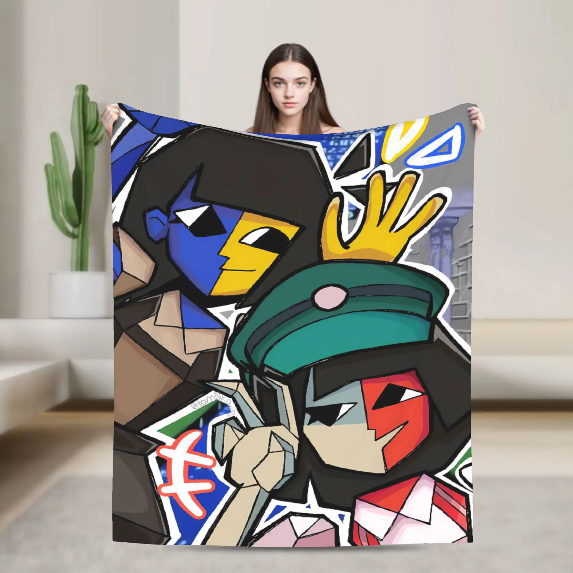Enas Anime Cartoon Flannel Blanket  Super Warm Bedding Throws for Living Room Camping Novelty Bedspread Sofa Bed Cover