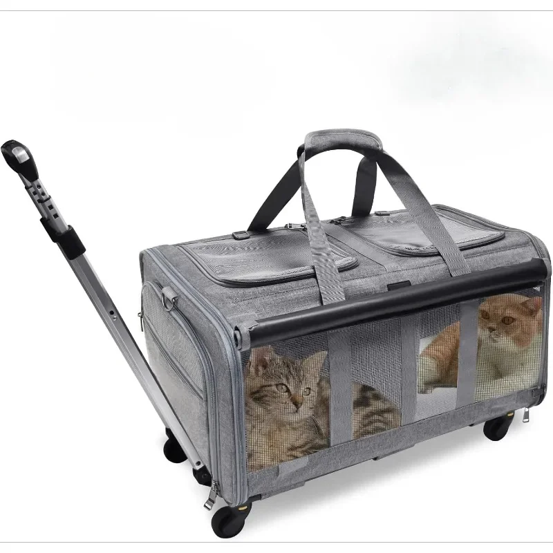 Portable Pet Trolley Case Detachable Breathable Foldable Cat Box Large Capacity Puppy Travel Bag Breathable Cat Carrier