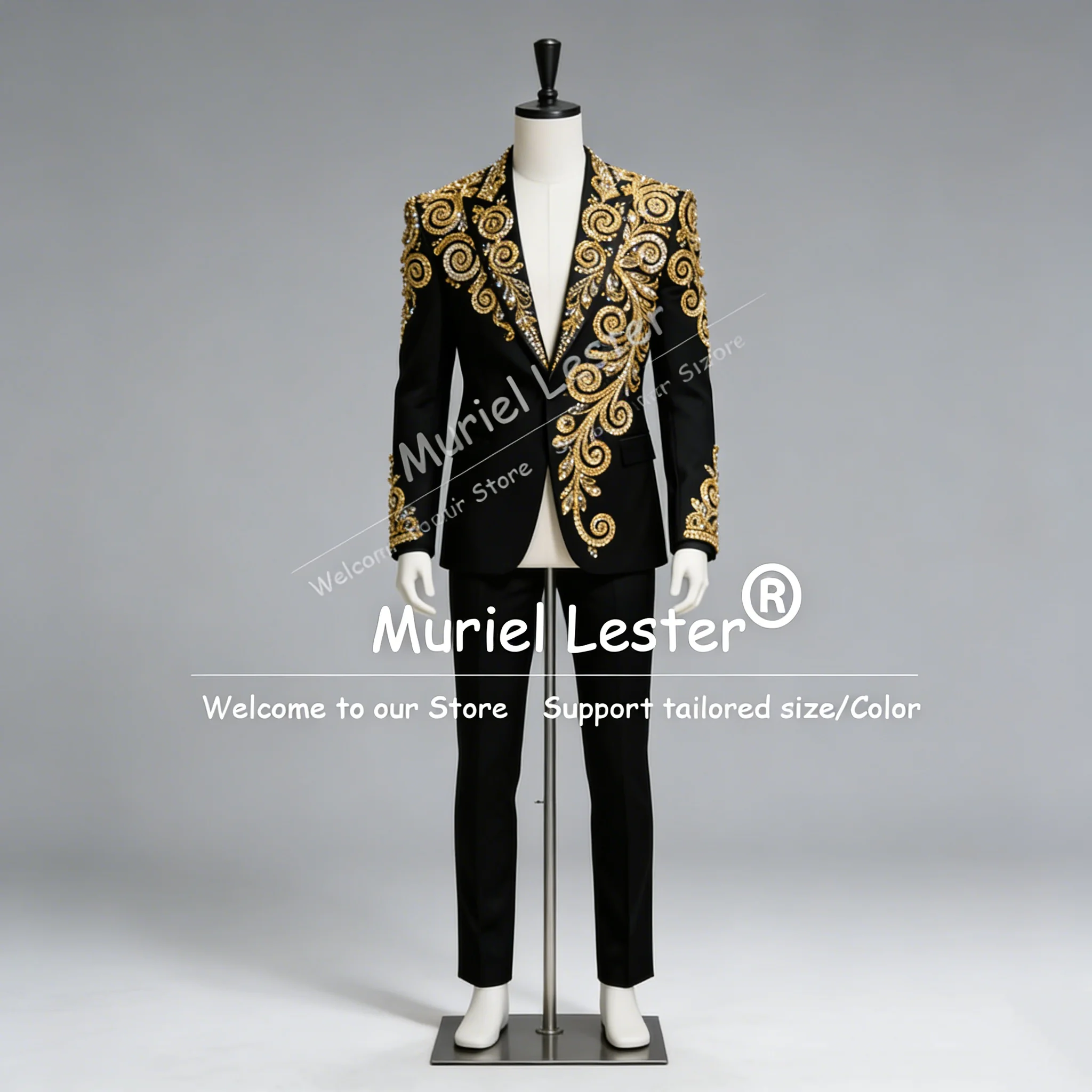 

Роскошные мужские костюмы с бисерной отделкой для свадьбы, комплекты из 2 предметов, однобортный пиджак и брюки, индивидуальный пошив, смокинги для жениха