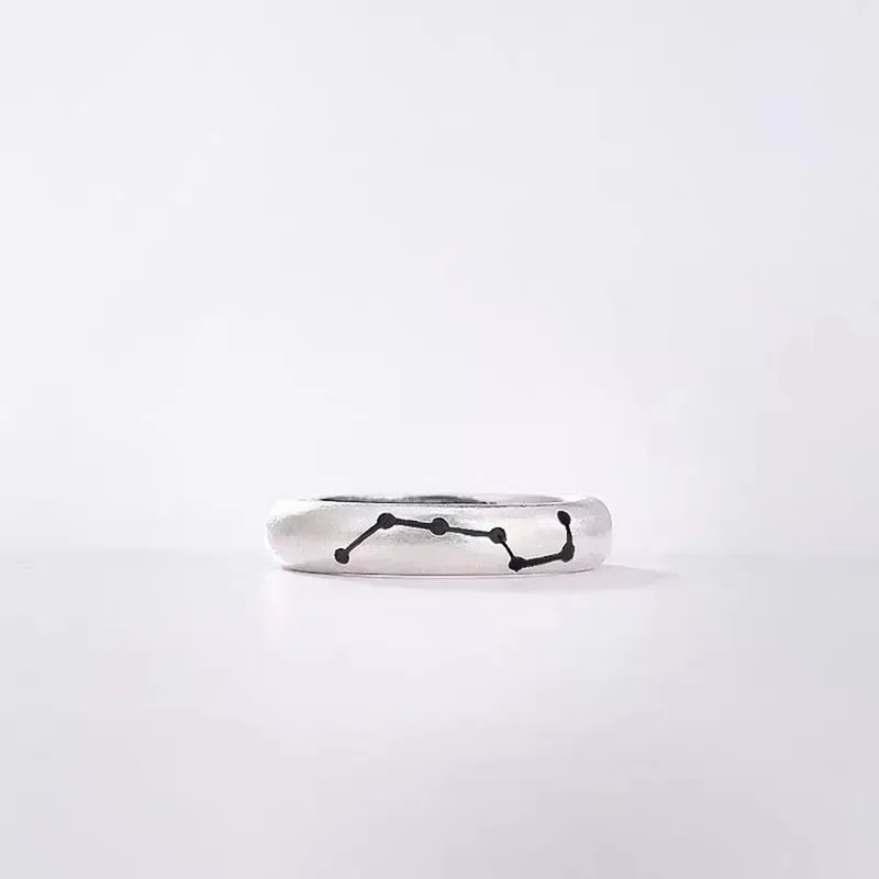 Retro Old Big Dipper Ring Male Trend Personality Open Ring Men Single Ring Thai Silver Star Ring Vintage Adjustable Jewelry