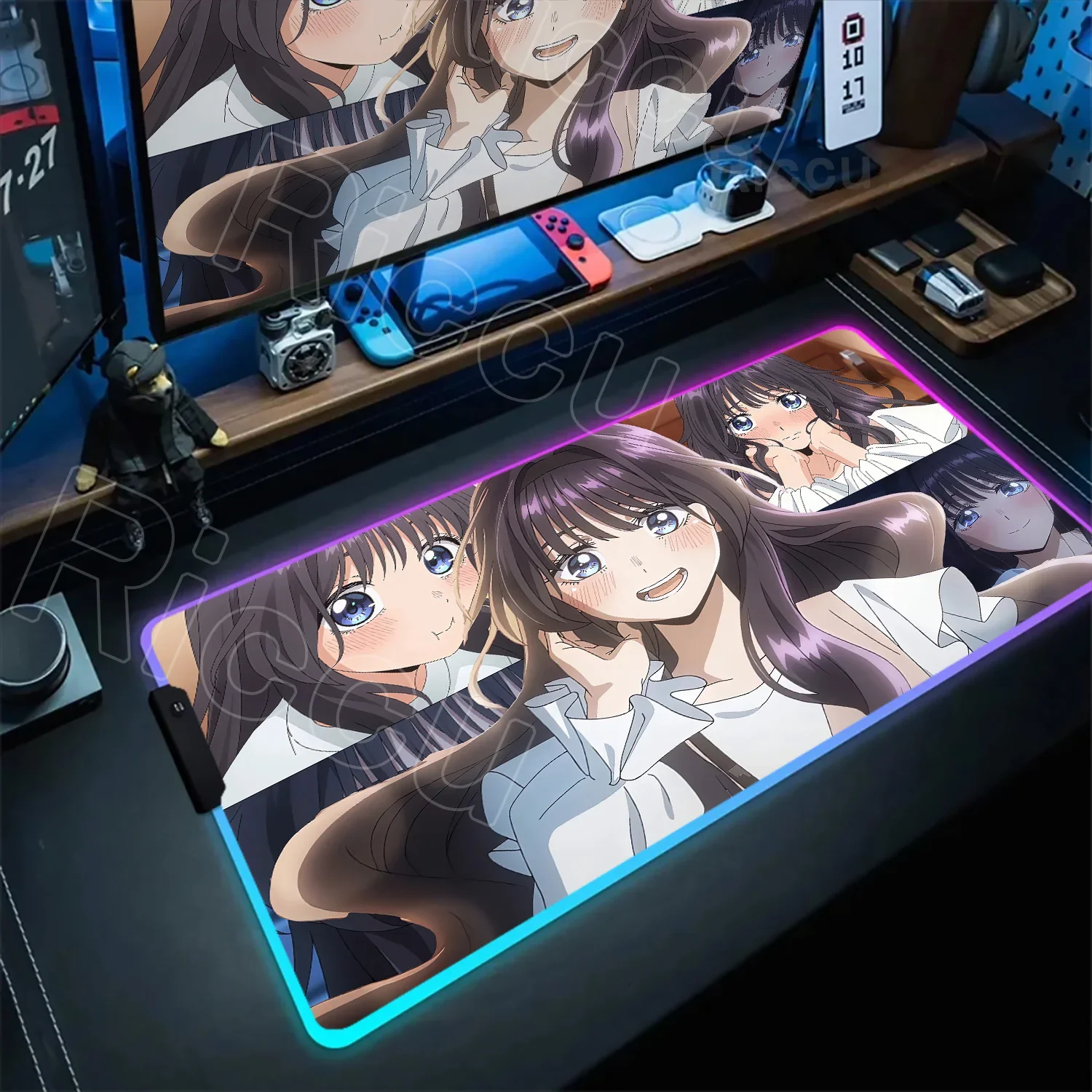 

Anime The Fragrant Flower Blooms with Dignity RGB Mouse Pad Cute Kaoruko Waguri Mousepad Large Game Accessories Keyboard Mat XXL