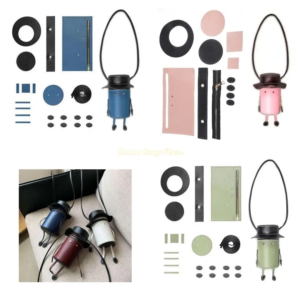 

X90d DIY мини-мешок для кросс-тела материал мешок для цилиндра материал для материала рука ручной работы с отверстием кожи ковша