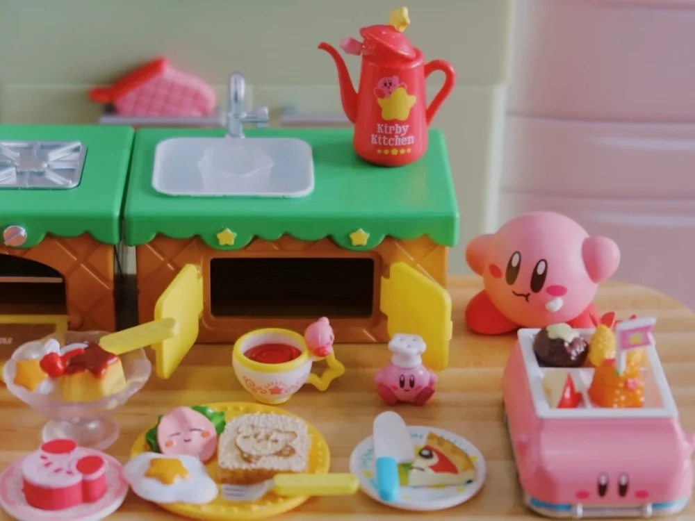 RE-MENT Kirby Kitchen Miniature Food Set - Blind Box Collectible Desktop Scene Dollhouse Play Food Microscale Toy Figures
