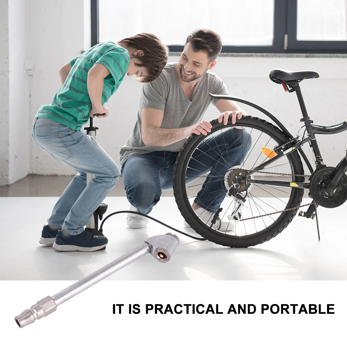 

Multifunctional Inflation Nozzle Tire Adapter for Car Bicycle Motorcycle Durable Metal Large Dial Easy Fold Hose