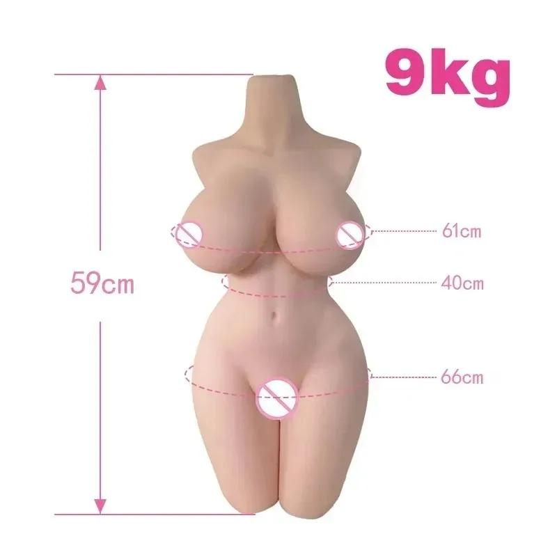 Half Body Silicone Sex Toy for Adults, Simulação 3D, Vagina feminina realista, ânus, peito, bumbum, TPE, manteiga, 18 Plus, masculino