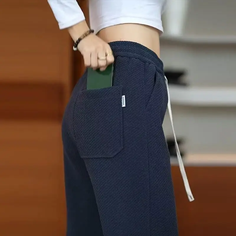 

Осень-зима 2025: спортивные штаны, мужские широкие прямые повседневные брюки на подкладке с завязками, мужские свободные брюки