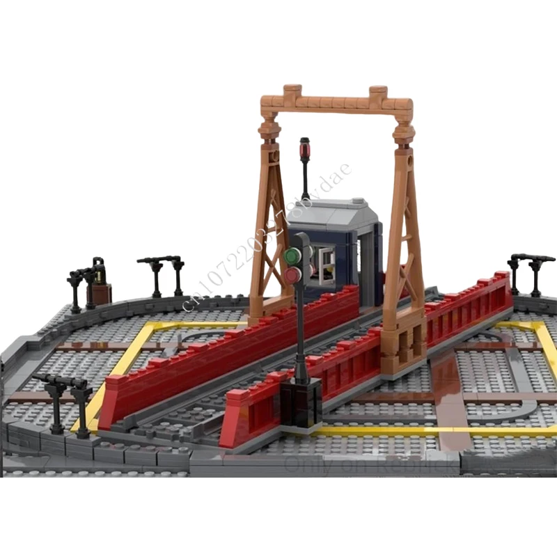 680PCS 턴테이블 MOC 창의적인 거리 풍경 모델 블록 조립 건축 DIY 교육용 조립 모델 장난감 어린이용