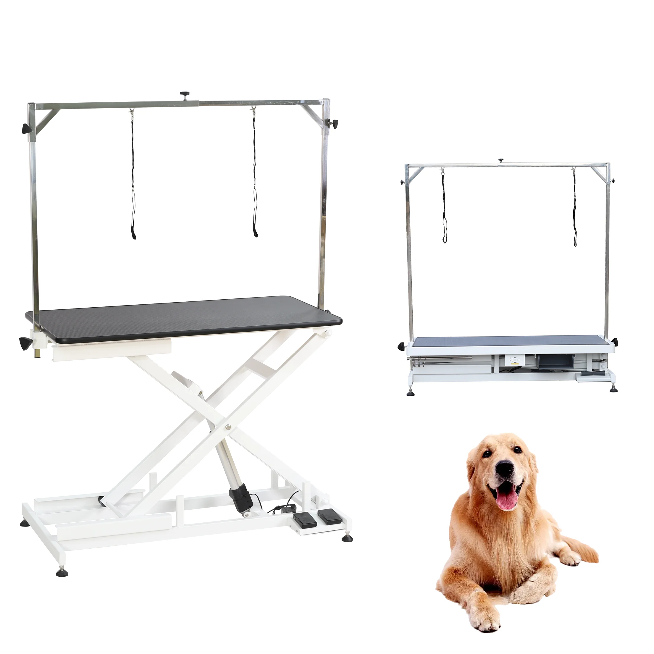 Aeolus Electric Pet Grooming Table Economic Grooming Double Arm Foot Control Height Adjustable Pet Shop Dog Table