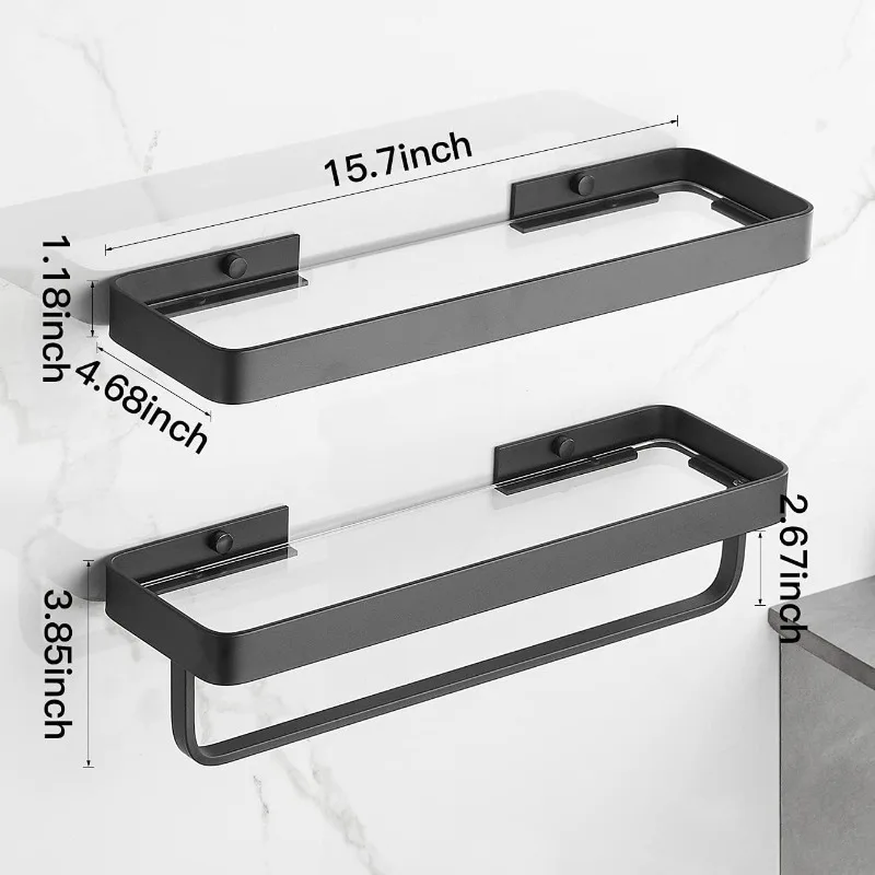 

Bathroom Shelves Wall Mounted Glass Shelf For Bathroom Floating Shelf Tempered Glass Shelf 2 Tier Bathroom Wall Organize