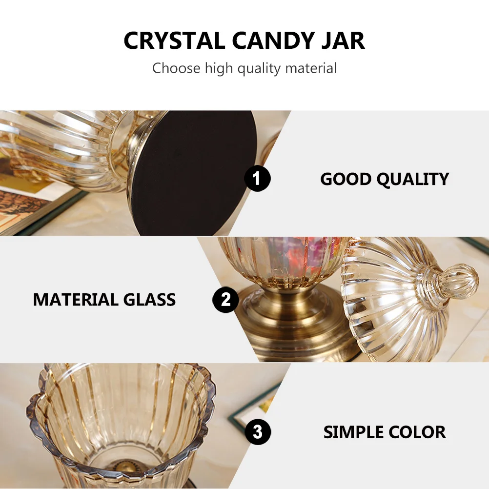 

Clear Crystal Candy Jar Lid Storage Container Fruit Tray Box Snack Organizer Holder Kitchen Barware Storage Container