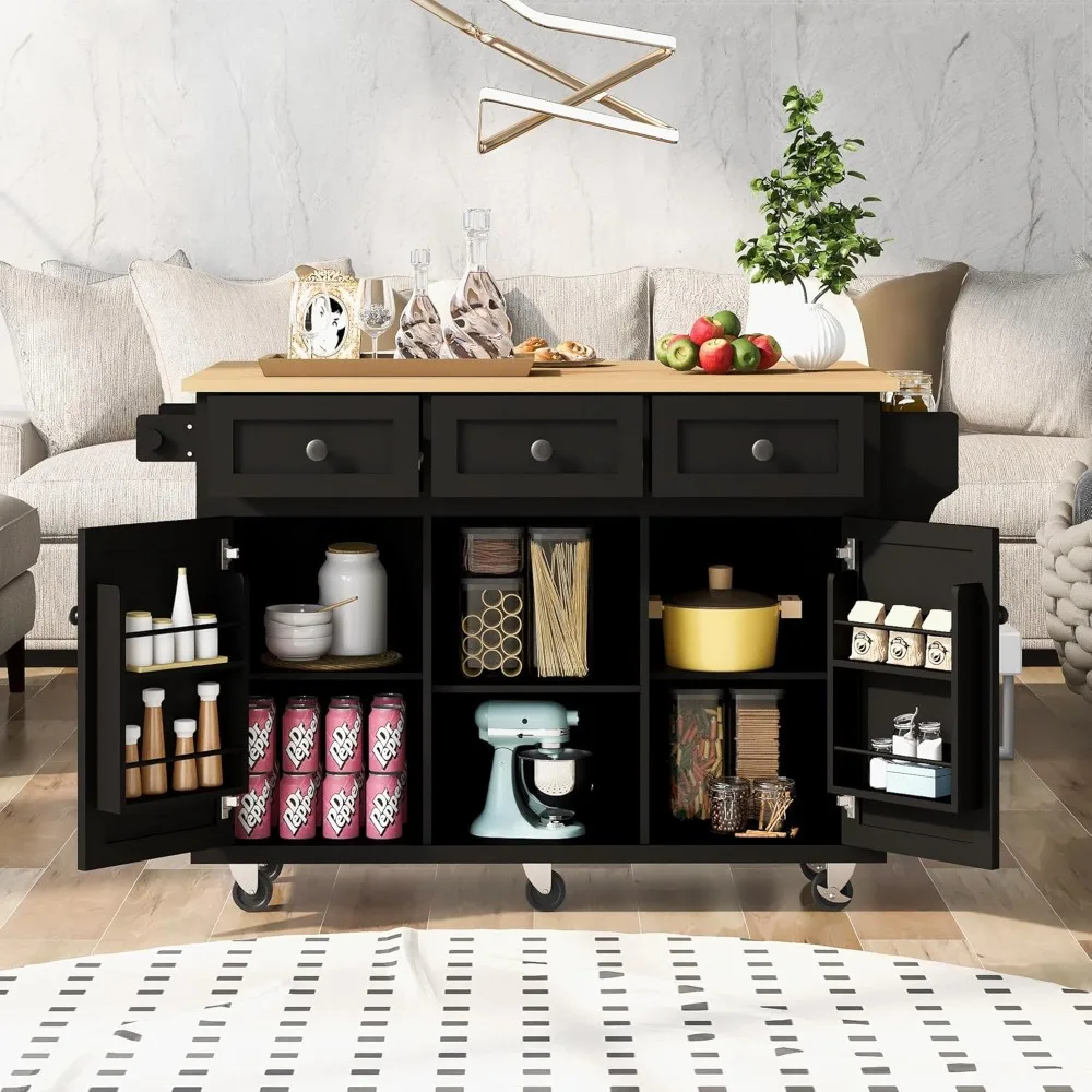 

Rolling Kitchen Island with Storage, Moveable Kitchen Island with Drop Leaf, Portable Kitchen Storage Islands