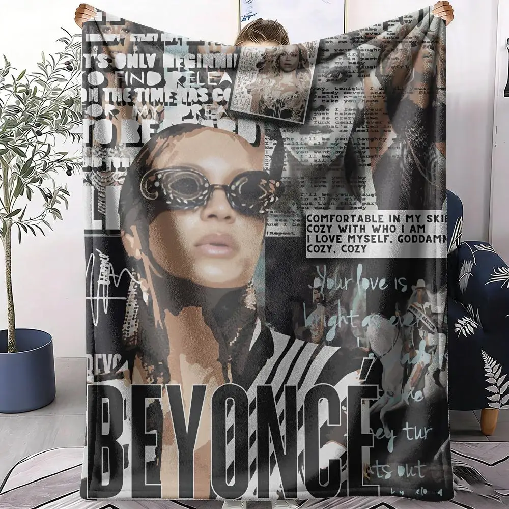Iconic Singer B-Beyonce Throw Soft Flannel Throw Summer Blanket Lightweight Cozy Nap Blanket for Sofa Bed Travel