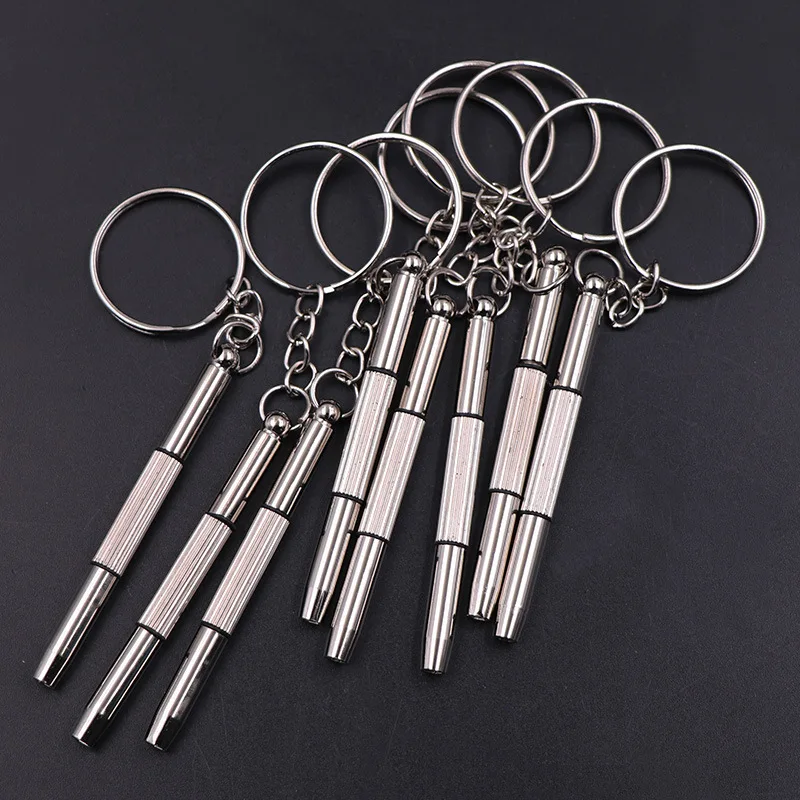 Portable Steel Glasses Screwdriver Eyeglass Screwdriver Watch Repair Kit with Keychain Hand Tools Precision Screwdriver Tools