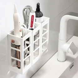 Curling Iron Organizer Bathroom Wall-mounted Hair Straightener Holder Perforation-free Hair Tools Makeup Organizer Box