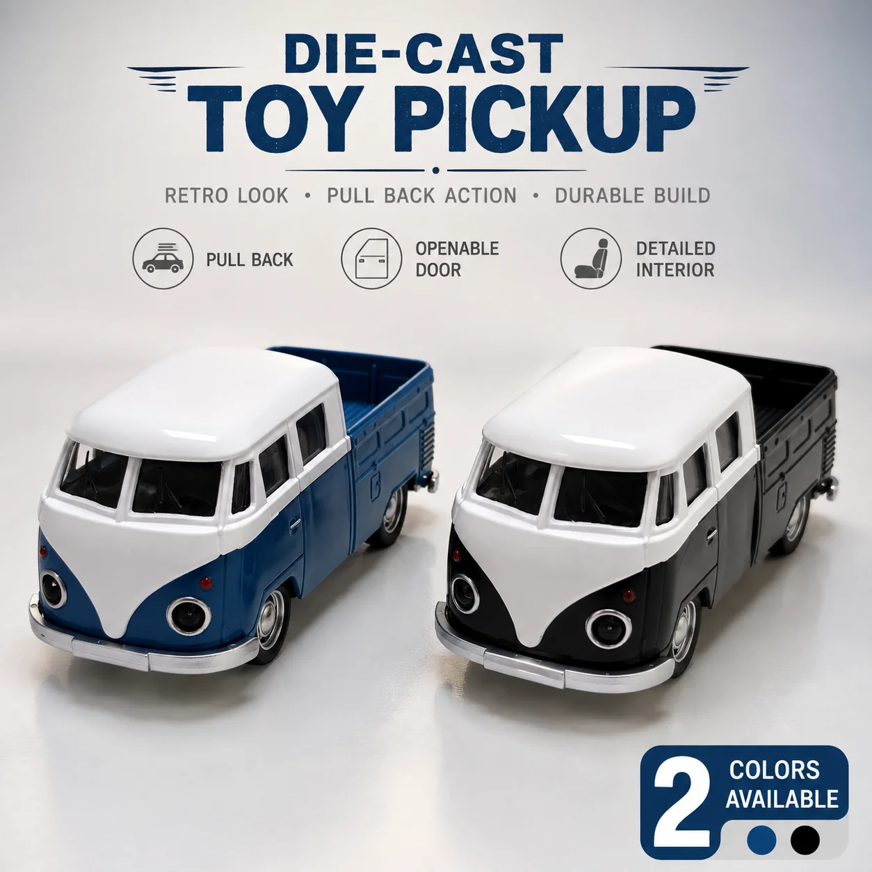 (Wellpappenschachtel) Maßstab 1:40, Vintage Cabover Pickup Modellauto, Kraftvoller Rückstoß, Metallguss, Jungenspielzeug, das beste Geschenk. – Detail 2