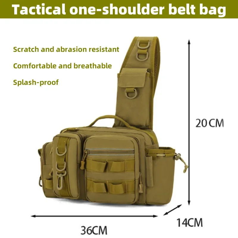 Tactical Pouch Fishing Tackle Backpack Gear Storage Bag Fanny Pack for Men  with Rod Holder Sling Shoulder Bag Survival Kit