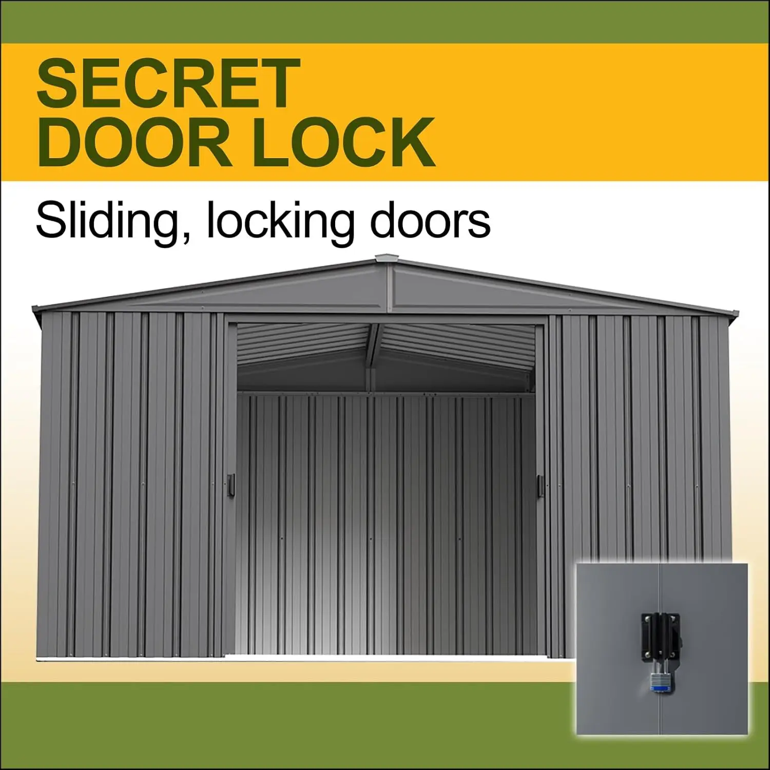 Steel Storage Shed Weatherproof Galvanized Metal Outdoor Tool Lawn Garden Equipment Rust-Resistant Backyard 8x10, Customized - view 5