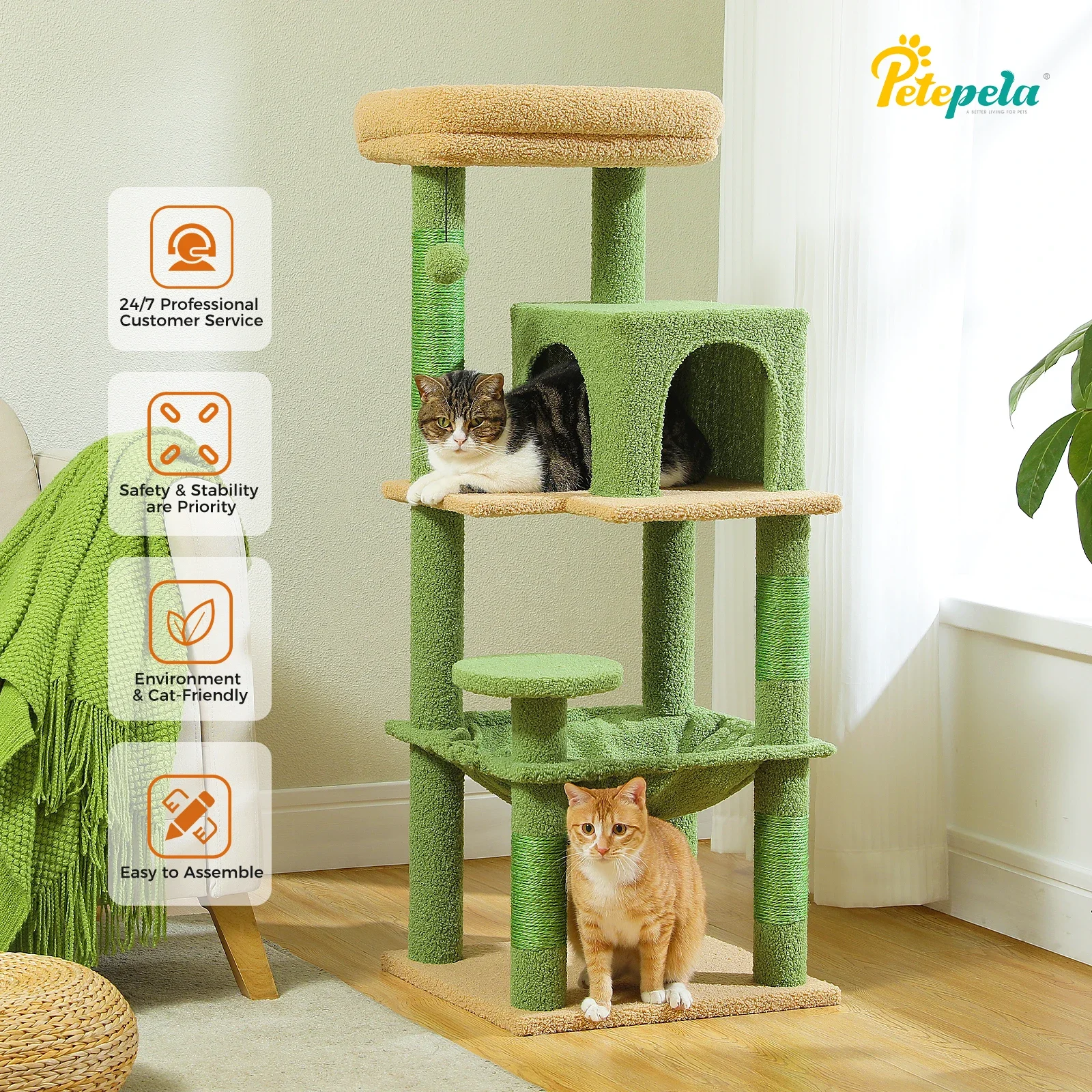 

Cat Tree for Indoor Cats, 5-Level Cat Tower for Large Cats with Metal Frame Large Hammock Cat Condo with Big Top Perch