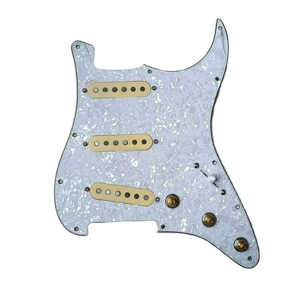 

SSS Upgrade Loaded Guitar Pickguard Set Multifunction Switch Yellow Alnico 5 Pickups Brass Guitar Accessories