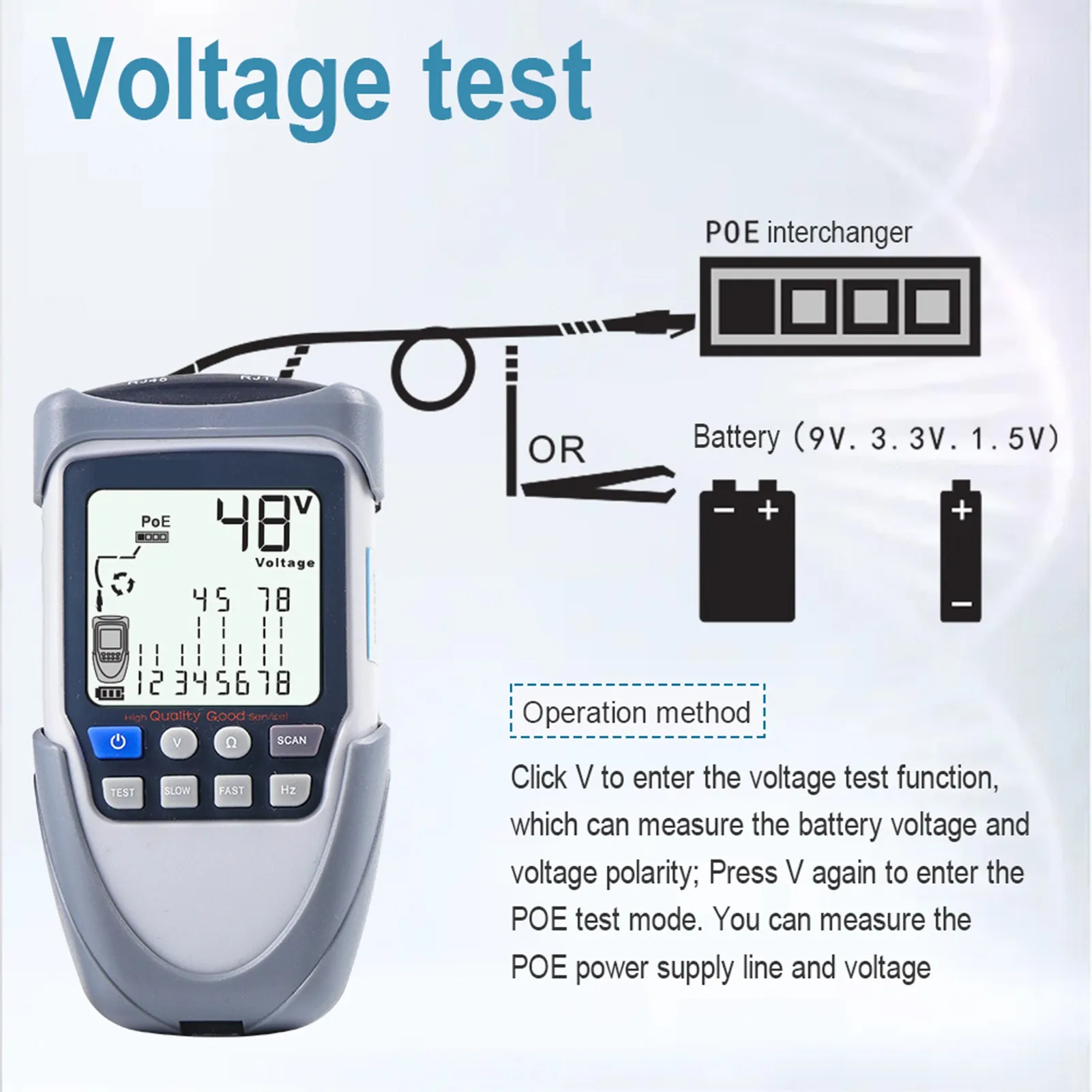 Portable Handheld Network Cable Tester With Large LCD Screen Display Digital Wire Tracker Multi Functional Cable Tester