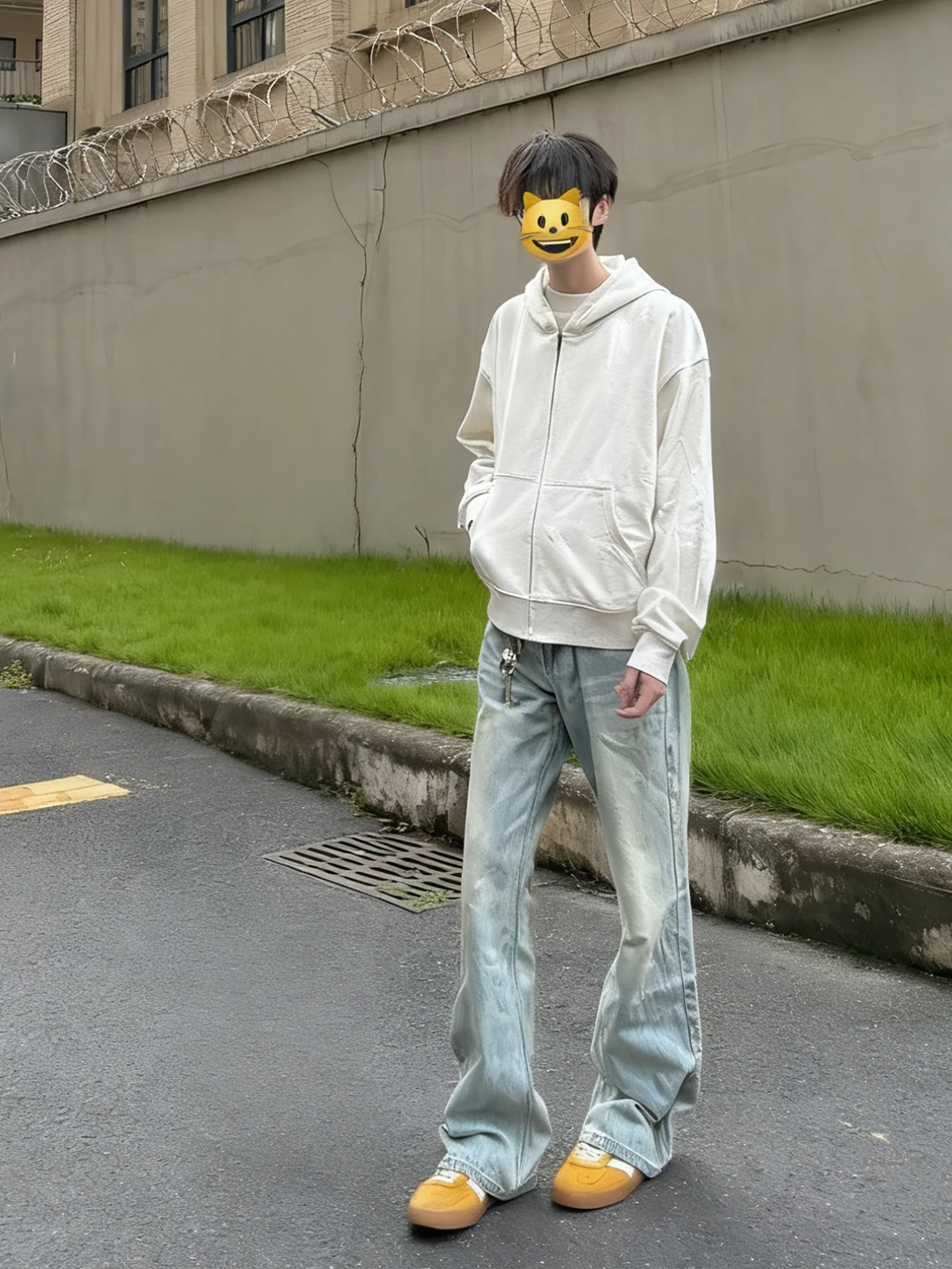 

Light Blue Men's Flared Jeans High Street Straight Leg Wide Leg Denim Pants Cleanfit Knife Trousers Autumn Wear