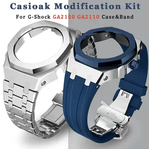 Custom Mods Casioak Kits G3 Silver Case + Blue Camo Rubber Band + cheapest Silver Buckle