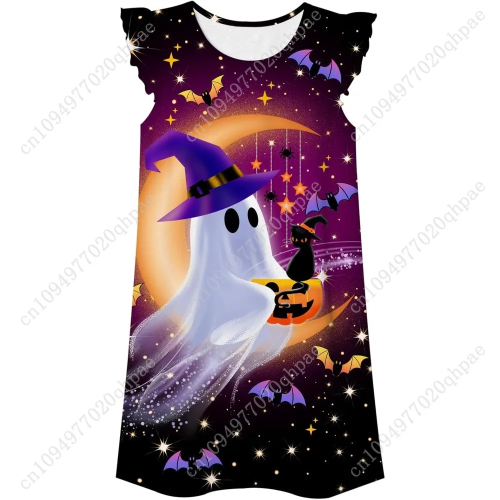 Funnycokid الفتيات قمصان النوم منامة فستان ثلاثية الأبعاد مطبوعة رفرفة كم ملابس خاصة فستان النوم قميص النوم لمدة 5-12 سنة