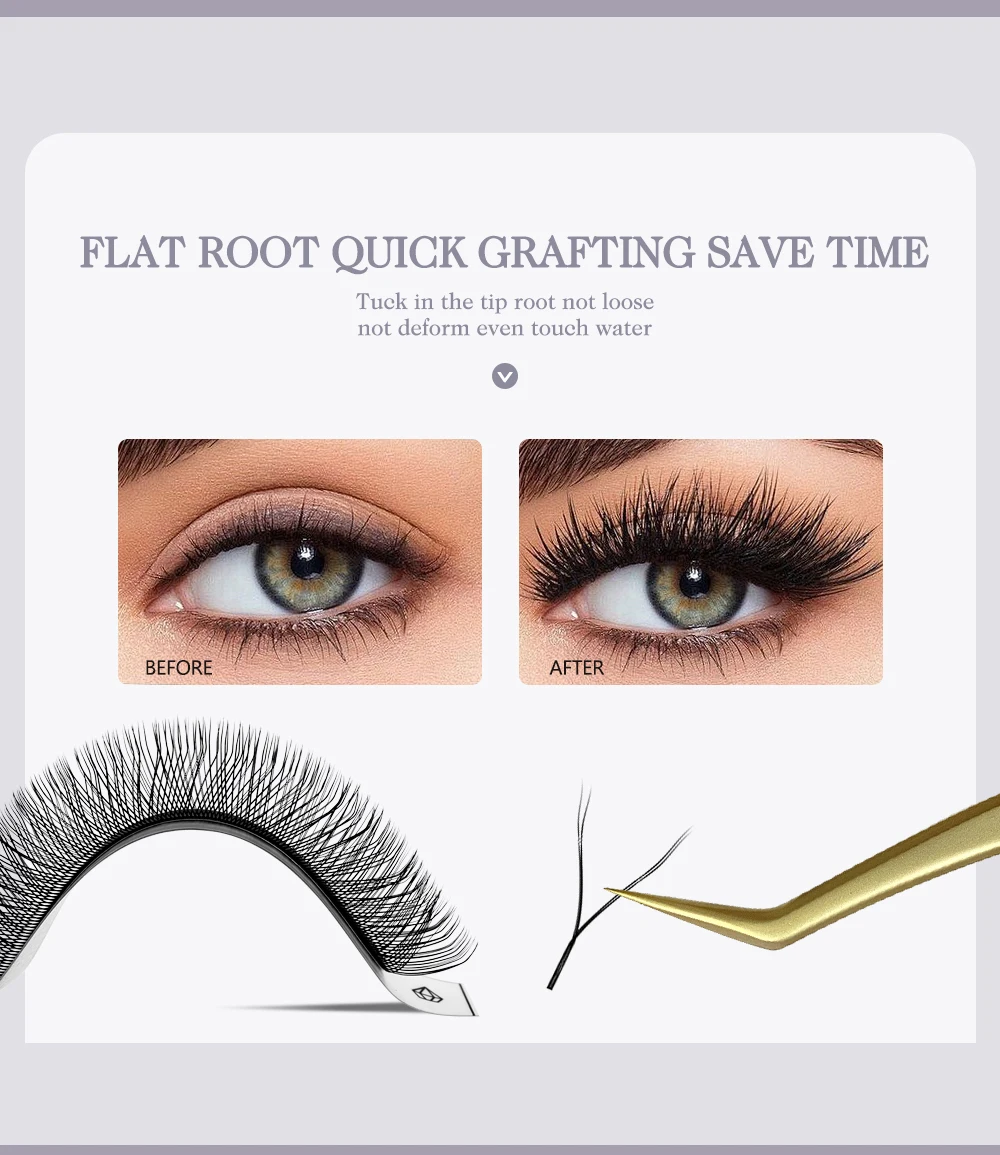 Sakurahana YY Wimpernverlängerung Premium PBT Doppelschicht YY Wimpern Ultraweiche Featherlight Falsche Nerzwimpern – Detail 4