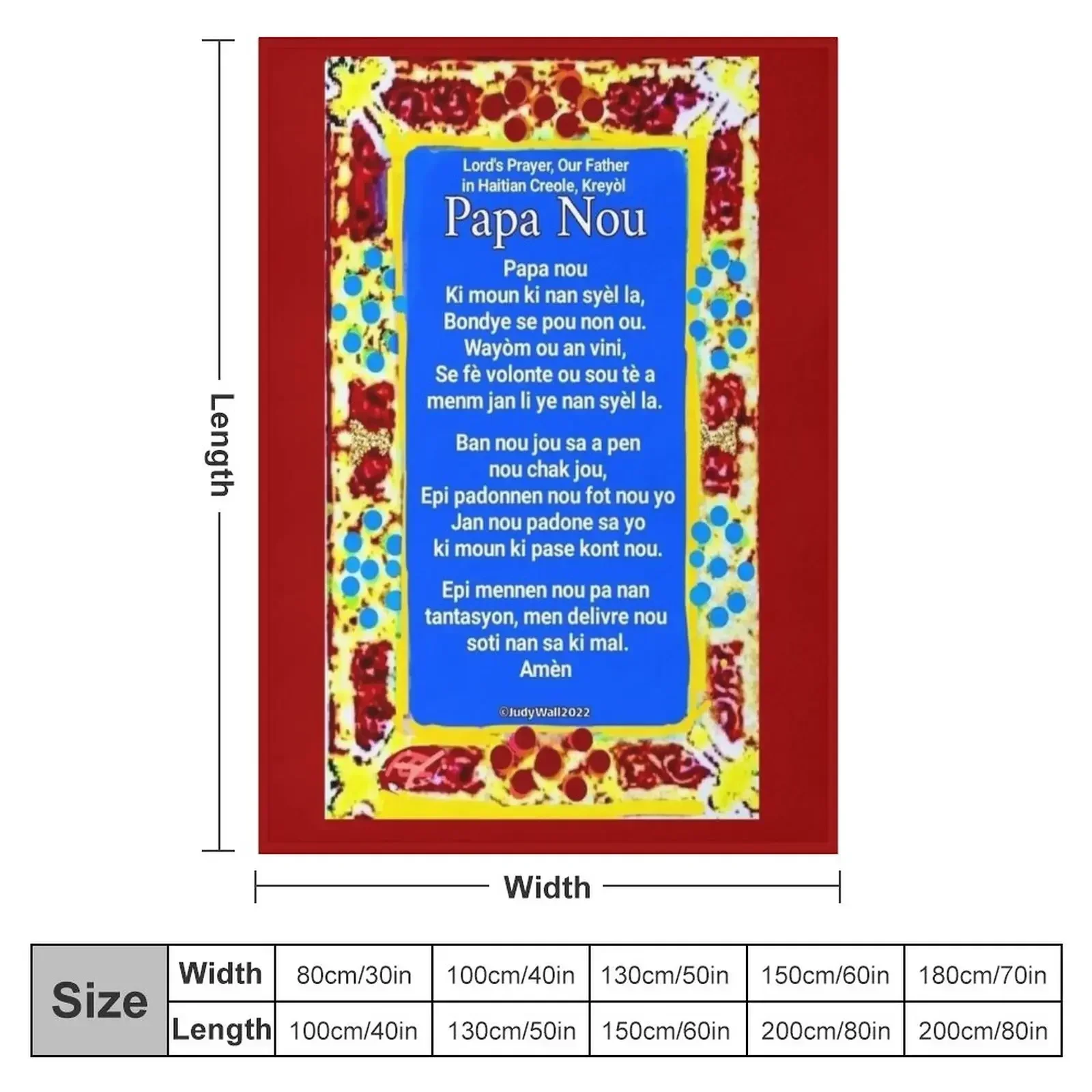 Haitian Creole, Lord's Prayer, Our Father, Papa Nou Throw Blanket couch cozy soft plush fuzzy picnic outdoor blanket